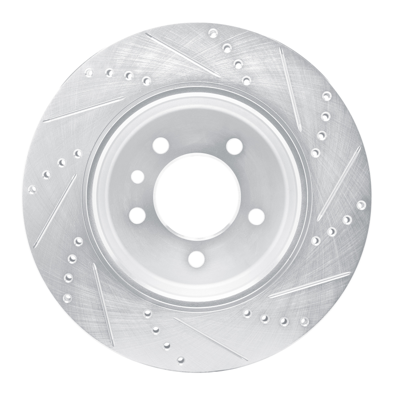Land Rover Defender 90 Brake Rotor (1) - Rear Left - R1 Concepts - Drilled & Slotted - Silver - `20-`25